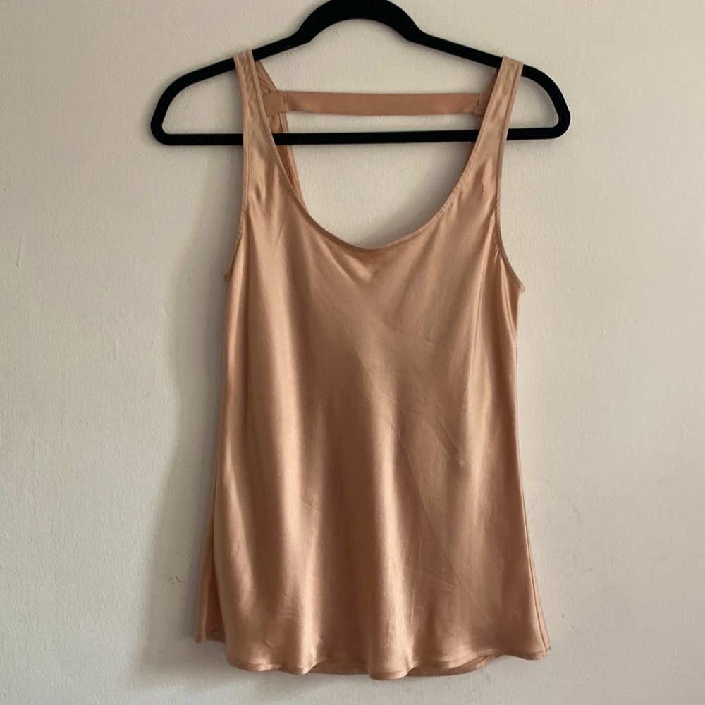 Araks blush / dusty rose 100% silk tank with cowl back - size XS